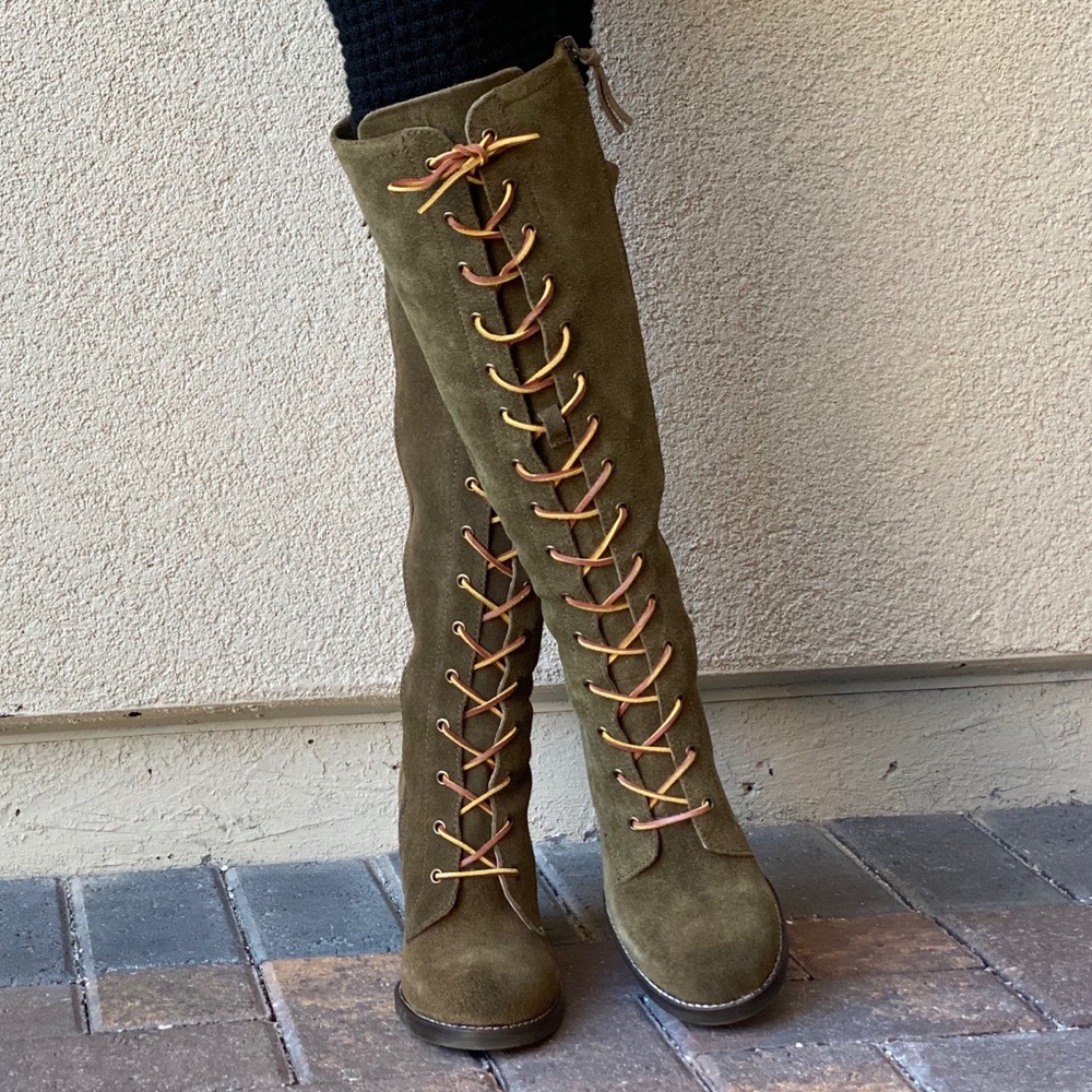 Moss Genuine Leather Lace Up Heeled Military Boot - Picture 7 of 14